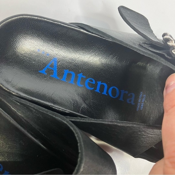 Antenora black 2 strap sandals slides‎ bling buckles size 38 - Picture 3 of 7